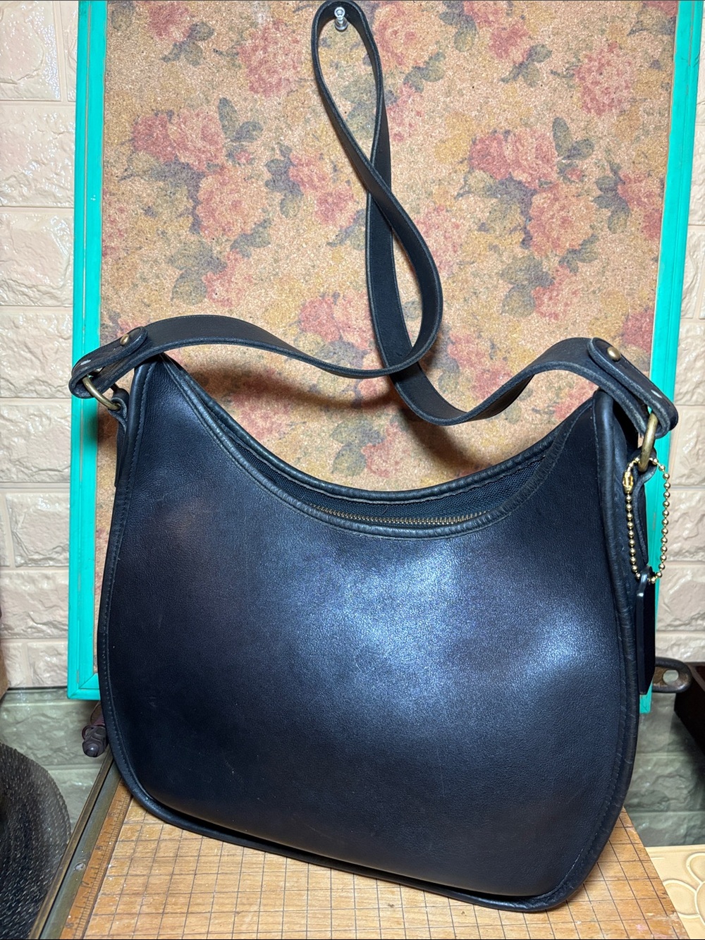 Coach Becket Zip Leather Shoulder Bag Black Hobo 95 Vintage 9920